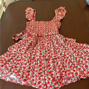 Floral Red and White romper